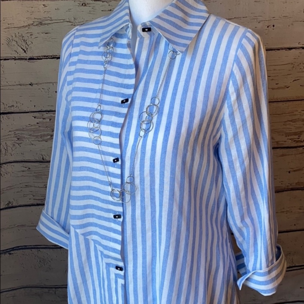 Steven Edwards Blue/White Linen dress Small